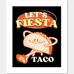 Let's Fiesta taco vintage Funny taco Posters and Art